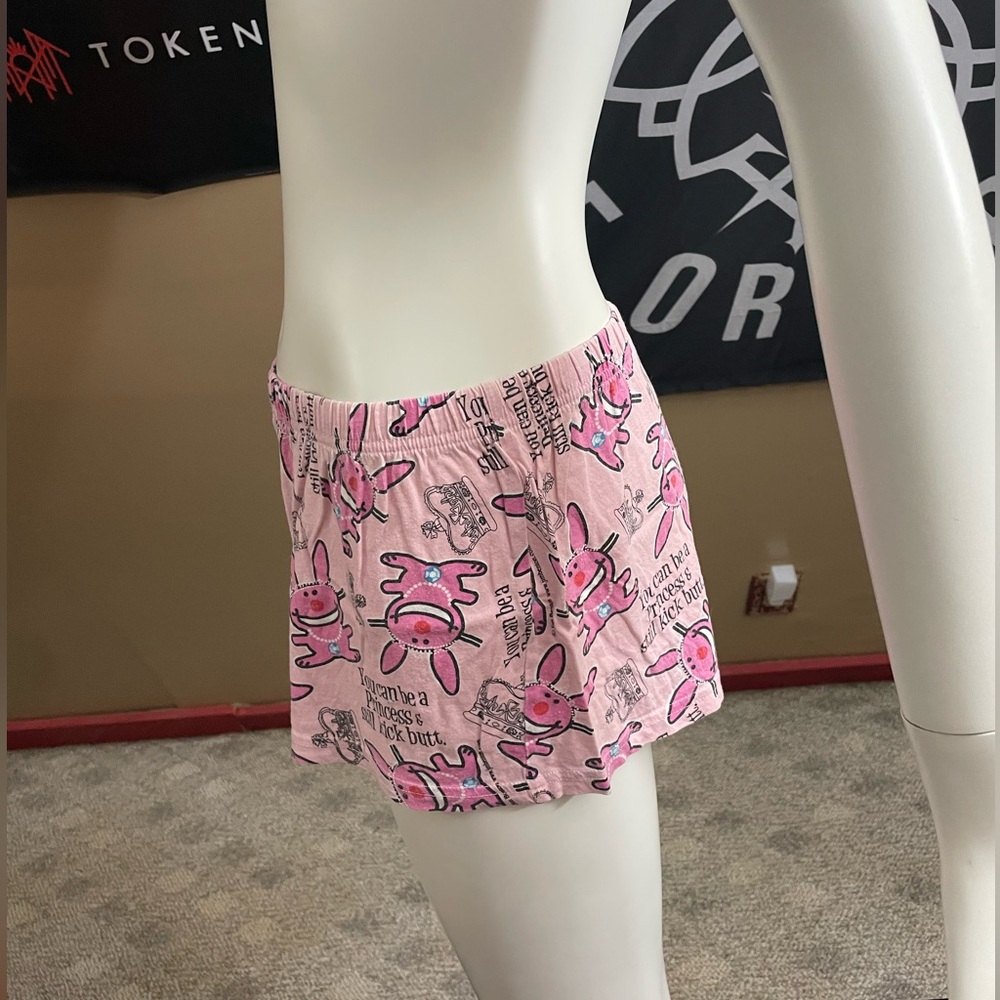 Rare It’s Happy Bunny You Can Be A Princess Pajamas Shorts Size Small Pink - Picture 3 of 9